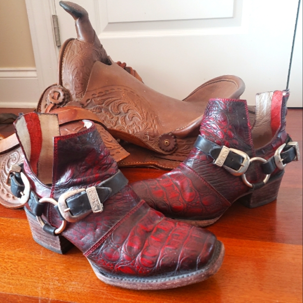 Freebird By Steven - Truce - Red Croc Booties